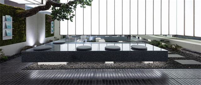 Indoor garden seating area at Kleam Skin Clinic Myeongdong