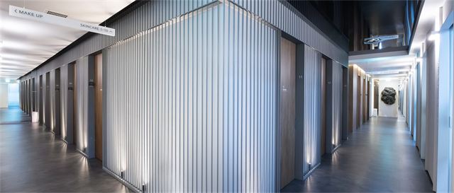 Corridor lined with treatment rooms at Kleam Skin Clinic Myeongdong