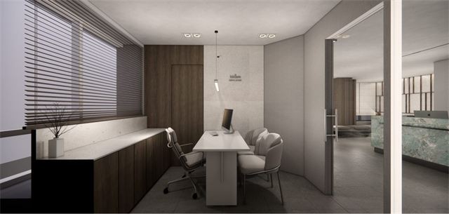 Design rendering of a doctor's consultation room at Kleam Skin Clinic Myeongdong